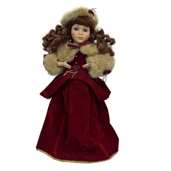 Other - Vtg Telco Motionette Victorian Porcelain Doll 19" Christmas Animated EUC Video